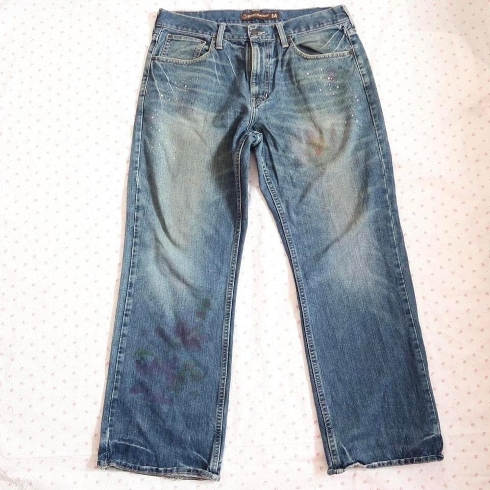 relaxed straight leg jeans custom graphic denim
